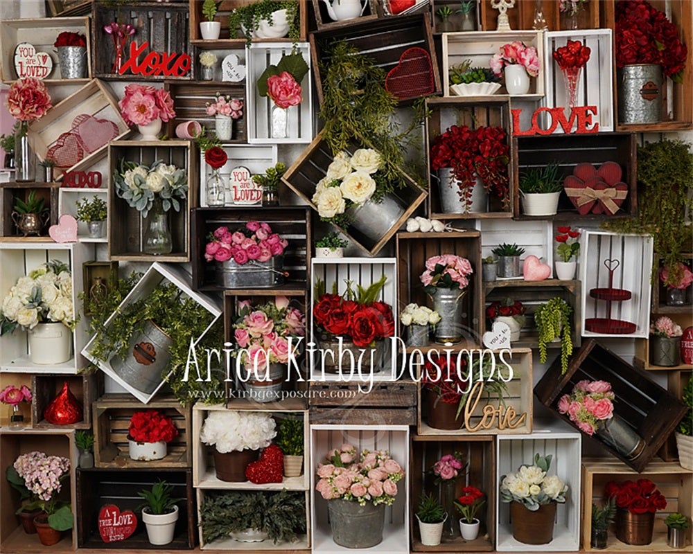 Kate Toile de fond de caisse florale de la Saint-Valentin conçue par Arica Kirby - Kate Backdrop FR